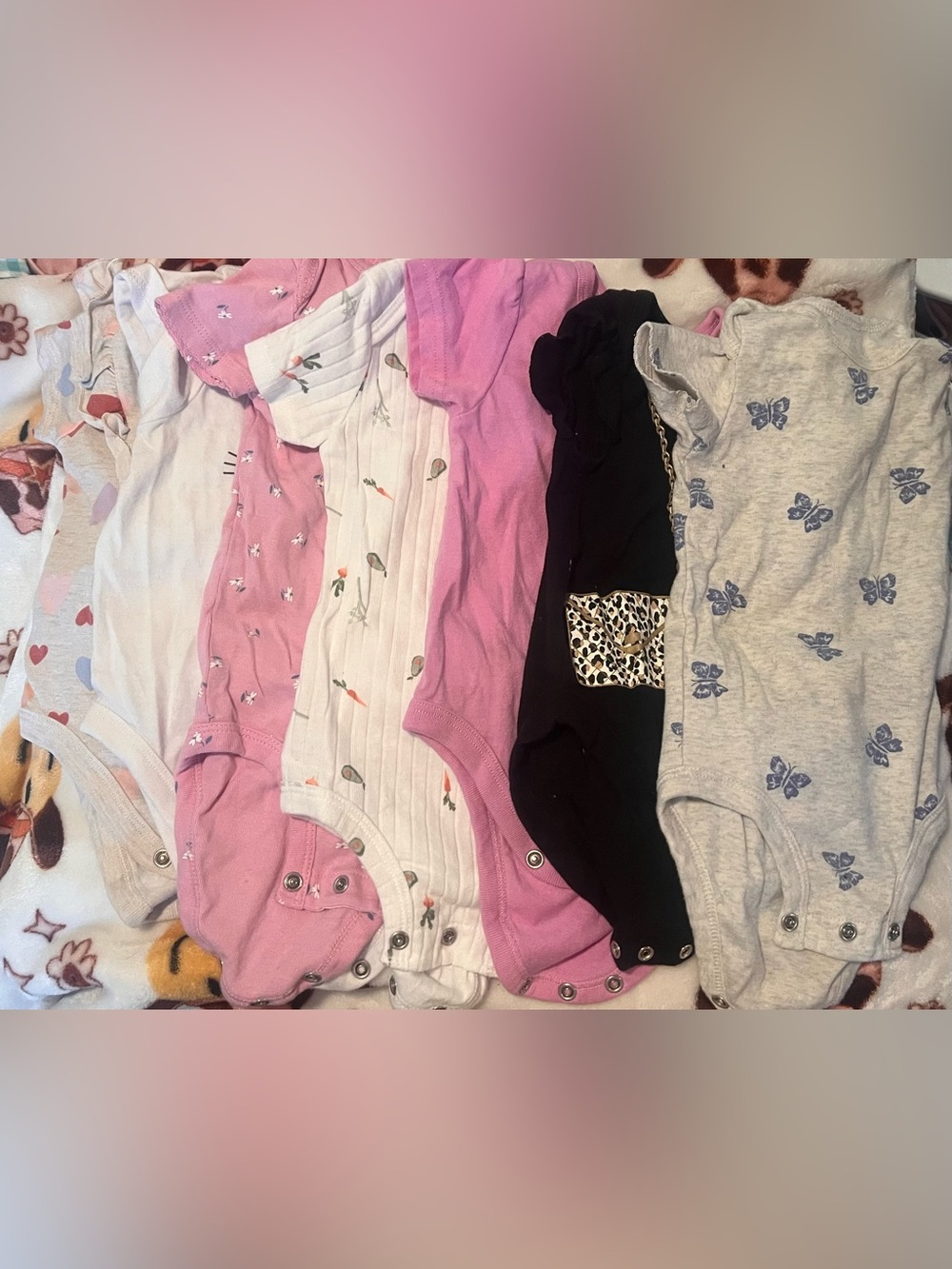 Carter's Girls Multi-Pack Bodysuits - Pink, White, Black, Gray